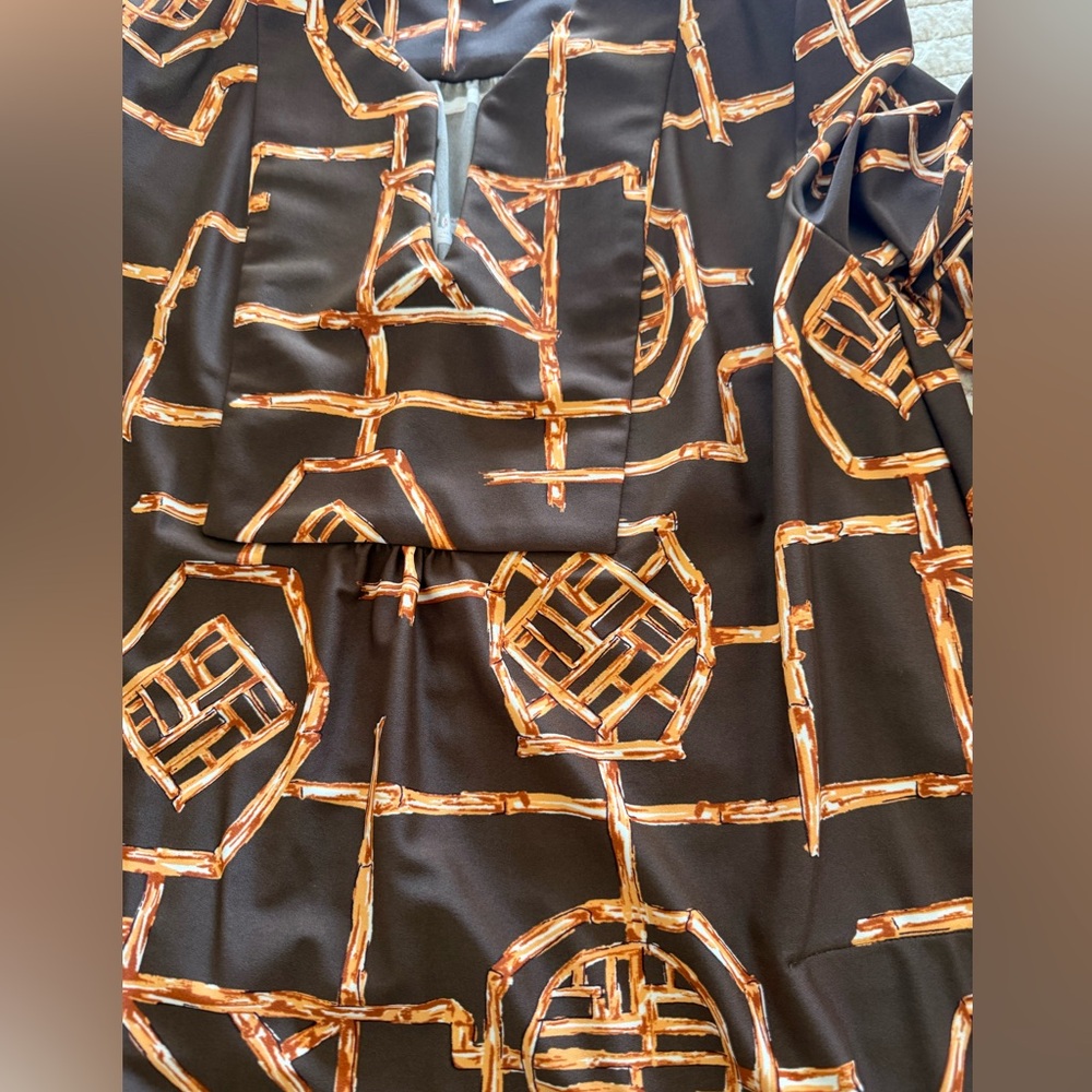 Jude Connally Kerry Mini Swing Dress , Bamboo Lattice Jude Cloth Brown Size S - Picture 5 of 9
